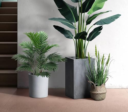 Image of Dekorly Plastic Fake Plants Artificial Floor Plants Large Tropical Palm Tree Tall Monstera Plant in Pot Faux Plants for Indoor Outdoor Home (Areca | Without Pot, Pack of 2), Green
