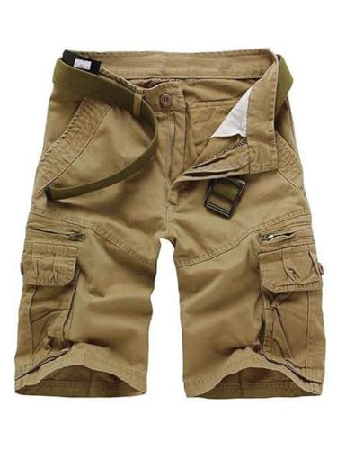 GSGGIG Men's Cargo Shorts Relaxed Fit, Cotton Twill Work Shorts, Outdoor Lightweight Casual Shorts for Men with Pockets K038-Khaki-38