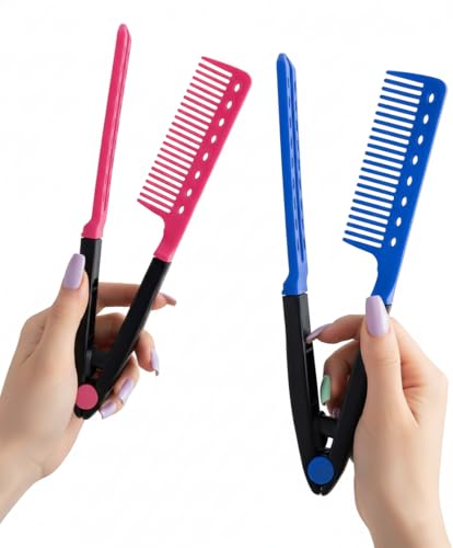 IMTKOOCO 2pcs Hair Straightening Comb Hair Straightener Comb with Firm Grip - Professional Styling Comb for Knotty Hairs Featuring Hairs Comb and Straightening Comb Design