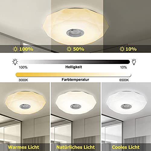 Plafonnier LED RGB Wholede avec haut-parleur Bluetooth et télécommande pour salon