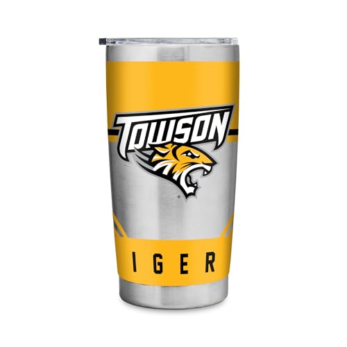 Rico Industries NCAA Towson Tigers Standard 20oz Stainless Steel Tumbler with Lid - Great For Coffee, Tea, Water or Cocktails