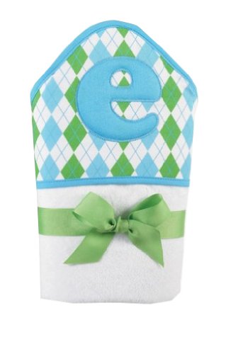 Image of Mud Pie Initial Baby Boy Blue Initial Hooded Terry Towel, Letter E