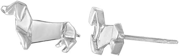 Boma Jewelry Sterling Silver Origami Dachshund Wiener Dog Stud Earrings - Image 2
