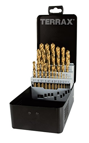 Terrax Ruko A250215T - Juego de 25 brocas DIN 338 Tipo N HSS-TiN rectificadas