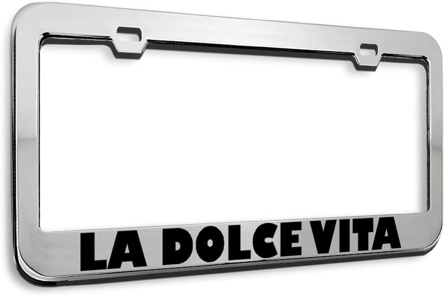 Metal License Plate Frame La Dolce Vita Italian Flag Metal Car Accessories Stainless Steel 2 Holes 1 Frame