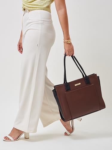 Image of Fargo Amara Vegan Leather Tote Bag for Women | Laptop Compartment, RFID Pockets, YKK Zipper, Large Office Handbag | Shoulder Bag for College & Daily Use | Made in India