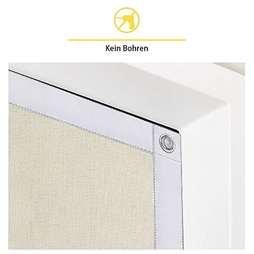 Eurohome 100% Blackout Roof Window Roller Blind No Drilling Sun Protection Blackout Roller Blind with Suction Cups for Velux Windows Beige 48 x 73 cm (LXDS221222) - Image 2