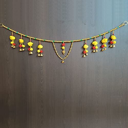 Image of Handmade Door Hanging Round Moti Style Bandarwal Toran (TMR-06) -Diwali New Year Inauguration Wedding Festival Home Decor Pooja (40 Inch X 6 Inch)