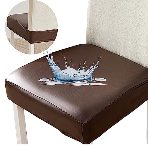 Lygooh Waterproof Seat Covers For Dining Room Chairs Set Of 4 Pu Leather Chair Cover Stretch Dining Chair Slipcover Dining Room Chair Seat Covers Protector Cover Slipcover (4 Pack, Coffee) #TOP4