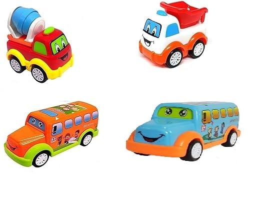 Jack Royal Unbreakable Pull Back Vehicles| Push and Go Crawling Toy for Kids & Children, Power Friction Cars for 3+ Years Old Boys|Girls (Pack of 4) - Multicolor