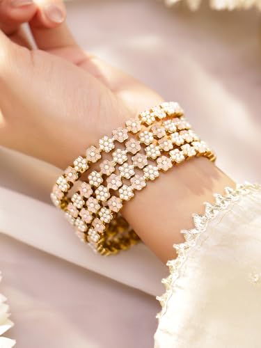 Image of Rubans Gold Plated Pearl Beaded Bangles Jewellery Gift for Women & Girls | Ethnic Wedding Traditional Bridal