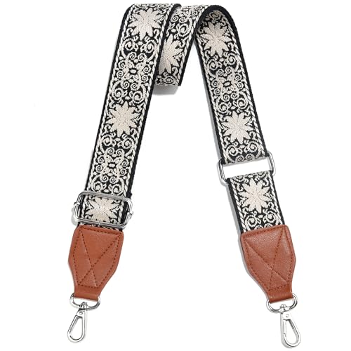 Image of Purse Strap,1.5 inch Leather End Shoulder Strap Adjustable Replacement,Retro Multi-Pattern Crossbody Bag Straps