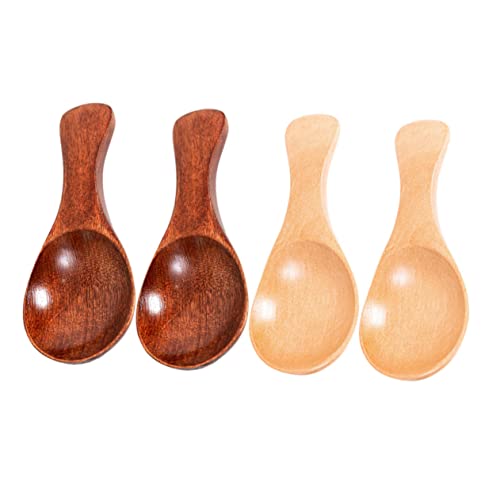 SOLUSTRE 4 Pcs Wooden Spoons for Desserts Tea and Teaspoons Kitchen Gadgets for Home Shops and Hotels