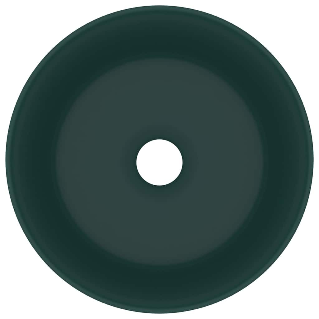 Lavabo redondo verde oscuro mate 40 x 15 cm de cerámica