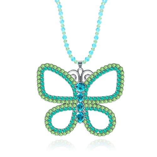 Big Green Butterfly Choker Necklace - Sparkly Green Butterfly Pendant Necklace for Women Halloween Christmas Jewelry Gift
