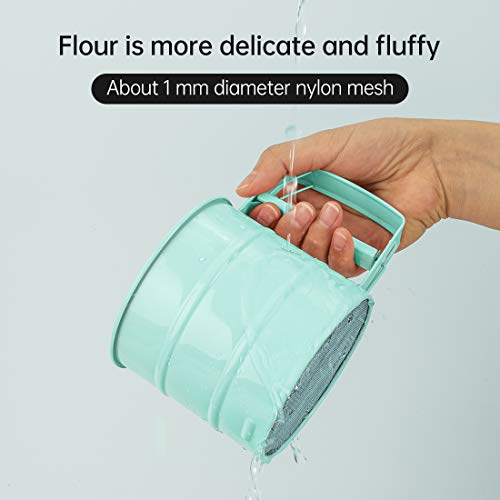 Flour Sifter, Operated Flour Sifter, Handheld Sieve Flour Strainer, Fine Kitchen Cooking, Sieve Tools for Cooking/Pastry Baking Kitchen Utensil (Green)