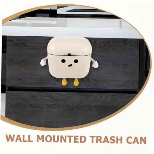 Caneca de Basura de Pared con Tapa Beige de Plástico miniatura 3