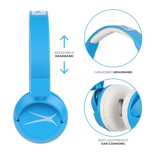 Image of Altec Lansing Kid Safe 2-in-1 Bluetooth and Wired Headphones, Noise Cancelling, Volume Control, Wireless, Foldable Design (Blue)