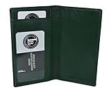 Checkbook Cover Holder Super Slim Plain Mens Womens Genuine Leather Cowhide New (Green)
