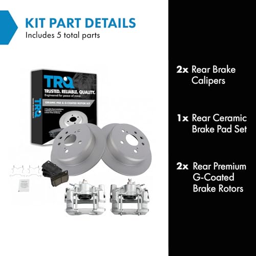 Image of TRQ Rear Brake Pad and Rotor Set Ceramic Solid Rotors Calipers | For 2006-2013 Lexus IS250