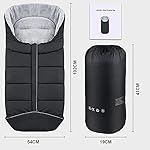 Baby Fußsack für Kinderwagen Winter Fußsack Wasserdicht Winddicht Anti Rutschschutz Winter Fußsack Buggy Universal Fußsack mit Korallenvlies für Babyschale Sportwagen Buggy （Schwarz + Grau）