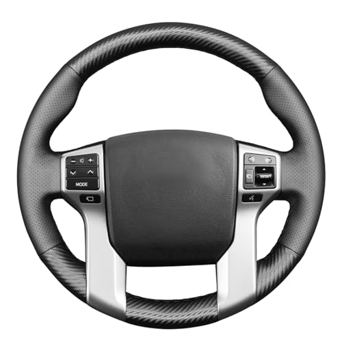 MEWANT - Funda de volante para Toyota Land Cruiser Prado/Tundra/Tacoma/4Runner/Sequoia de piel sintética y fibra de carbono