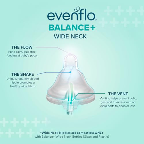 Evenflo Balance+ Glass Wide Neck Baby Bottles, Clear, 6 fl oz, 6 Pack - image 7
