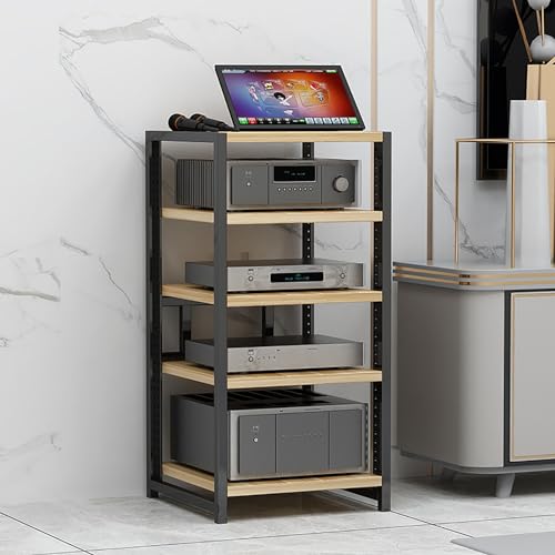 JIAHESHYP 4-stöckiger AV-Medienständer, Eck-TV-Ständer, Rack-Audio-Tower mit verstellbaren Regalen, Eck-Entertainment-Center, perfekt for DVD-Player, Spielekonsole (Color : D, Size : 5-Tier)