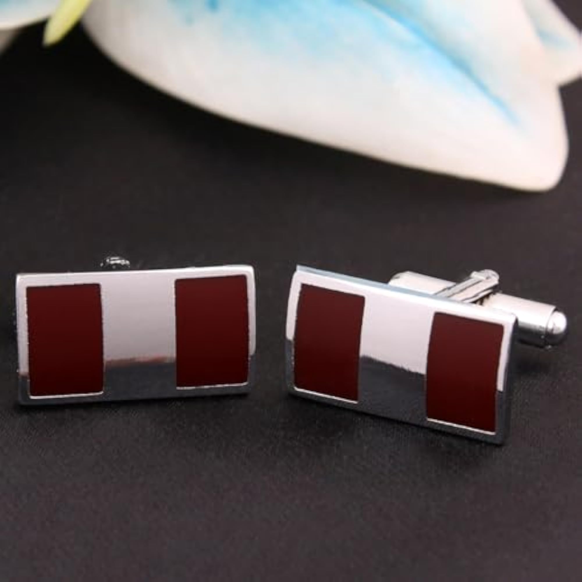 Men's Embellished Brown Cufflinks, Stylish Accessory