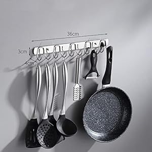 HBGG Kitchen Tool Hooks Stainless Steel Kitchen Bath Towel Hanger Wall Hanging Hooks 10 Hooks Bathroom Shower Rack Towel Hanger Multifunctional Storage Hooks