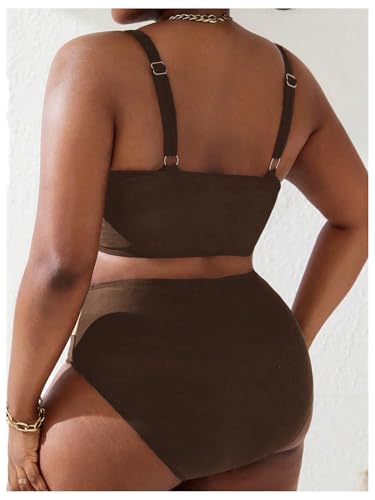 Bikini drapé grande taille maillot de bain taille haute effet ventre plat - 4