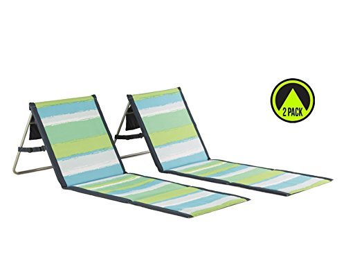 Lightspeed Outdoors 2-Pack Lounger Park and Beach Chair (Green Stripes)
