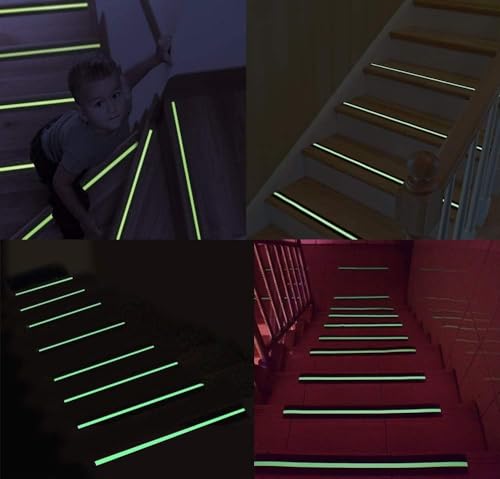 Image of Slyford Anti-Slip Safety Grip Tape, Non-Slip Grip Adhesive Tape to Indoor or Outdoor Stair, Green Glowing in The Dark Non Skid Stage Safety Tape, Easy Apply & Remove (50MM x 5 Meter)