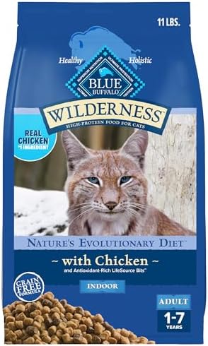 Blue Buffalo Wilderness Nature's Evolutionary Diet High-Protein, Grain-Free Natural Dry Food for Adult Cats, Chicken, 11-lb. Bag