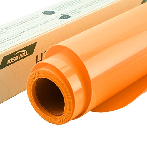 KISSWILL Flock HTV Vinyl Rolls - 10" x 48" HTV Flocked Heat Transfer Vinyl for T Shirts Fabrics and Hats - Orange