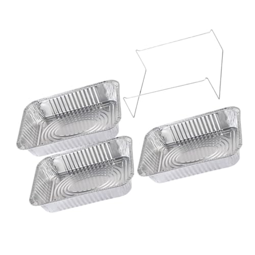 BESPORTBLE 4 Pezzi Vassoi Alluminio per Barbecue con Coperchio e Supporto Resistenti Alte Temperature per Forno Picnic e Grigliate all Aperto