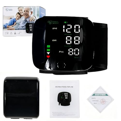 Nzkeuf Misuratore di Pressione da Polso, Misura Pressione da Polso di Portatile con Ampio Display LCD BP, Misurazione precisa della e Rilevamento di aritmie, Lettura Vocale e Memorizzazione