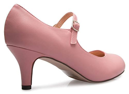 Olivia K Womens Classic Low Mid Heels Mary Jane Pumps - Adorable Round Toe Vintage Retro Shoes3