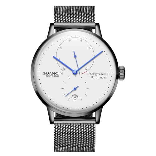 Guanqin Montre-bracelet mécanique vintage à remontage automatique en cristal saphir avec...