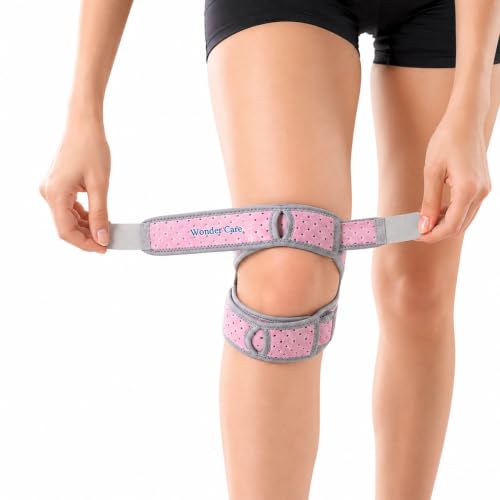Image of Wonder Care Double Patella Strap Pink | Knee Support for Men & Women | Knee Cap Supporter for Gym, Running, Squats, Badminton & Daily Activities(2pec)