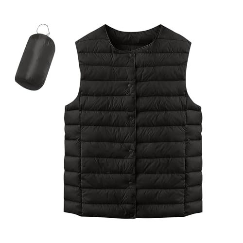 Womens Lightweight Puffer Vest Packable Warm Winter Sleeveless Jacket Crew Neck Water Resistant Quilted Vest