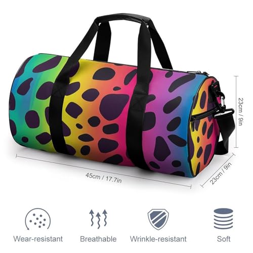 Rainbow Leopard Print Sports Gym Bag Travel Duffel Workout Bag with Adjustable Strap2