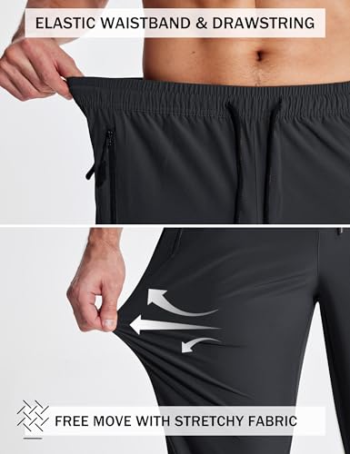 Forik Men's Lightweight Hiking Pants Quick Dry Waterproof Joggers Athletic Workout Sweatpants with Zipper Pockets4