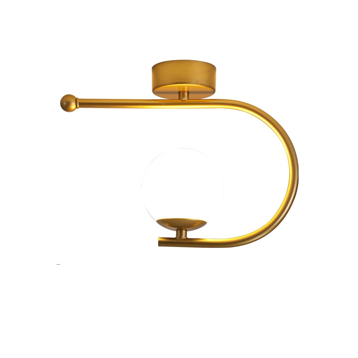 LANTANB Modern and Simple Golden Ceiling Lamp Glass Lampshade Flat Lighting Curved Ironwork Ceiling Lights are Suitable for Corridor Balconies