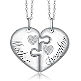 Collar para madre e hija con diamantes de plata de ley, 2 unidades, collar para mamá de hija, regalos para mamá (color D, claridad VVS)