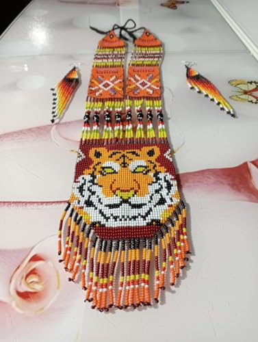 Collar de león ucraniano hecho a mano en gerdan tradicional de cuentas 5