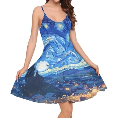 Image of Biyejit Women Casual Loose Dress Strap Long Summer Beach Swing Dress