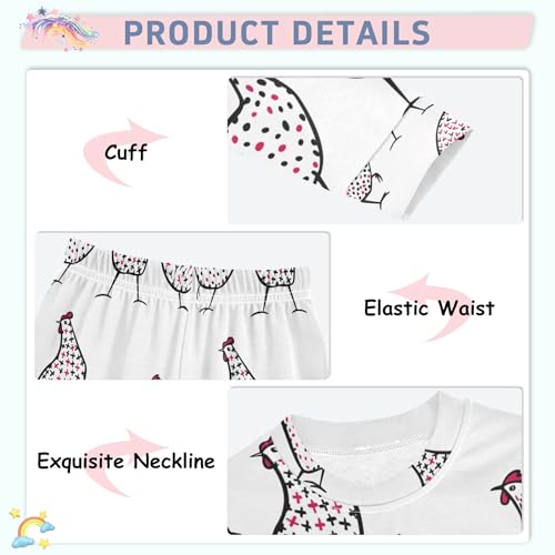 Animal Cute Chicken Pajama Sets Long Sleeve Top with Pants Cotton Soft Sleepwear 2 Piece Pjs Set, 6 Years Old3