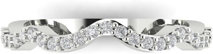 Clara Pucci 14K White Gold Eternity Ring for Women - Round Cut VVS1 Zircon Simulated Diamond 0.23 Total Carat Weight - Womens Eternity Band - Stackable Wedding Band - Wedding Ring
