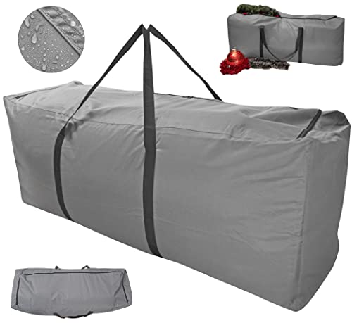 Kingsbridge Christmas Tree Storage Bag XL-Double Stitched Seams on Waterproof 600D Fabric-For 7ft/9ft Trees-3 Way Zip for Easy Loading-LxWxH 140cmx45cmx55cm Xmas Tree Storage Bag